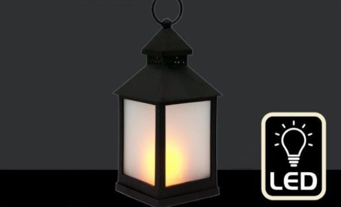 LED Flickering Lantern Black Small