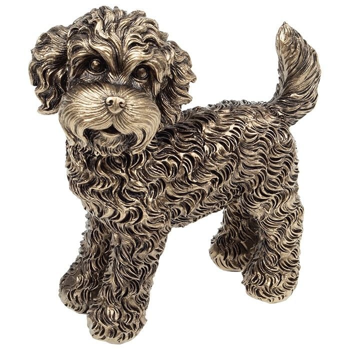 Small Bronzed Standing Cheeky Cockapoo Dog Ornament Figure Boxed 