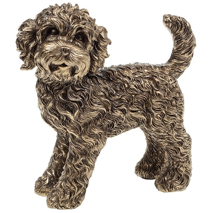 Large Bronzed Standing Cheeky Cockapoo Dog Ornament Figure Boxed 
