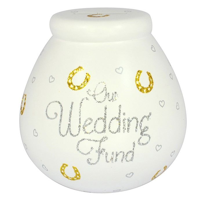 Pot Of Dreams Ceramic Gift Money Box/ Pot Horse Shoe Wedding Fund 