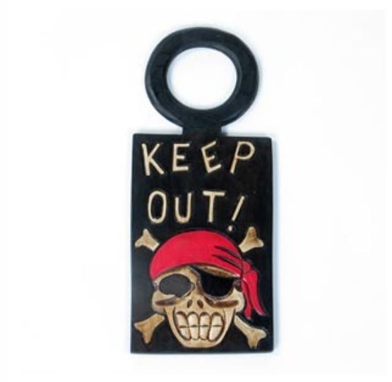Hand carved Pirate "KEEP OUT" Door Sign