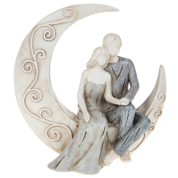 Moon Dreams Collection : Couple Sat On Crescent Moon Figurine