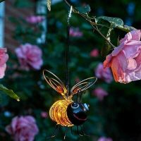 Set Of 3 Smart Solar Bouncing Bee Bug Hanging Solar Powered Garden Light