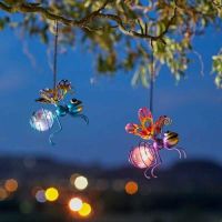 Set Of 3 Smart Solar Bouncing Metal Bug Hanging Solar Powered Garden Light