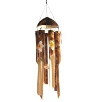 Bamboo & coconut windchime with painted orchid