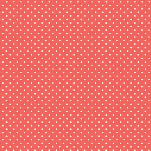 Spot On Coral White Polkadot on Coral Cotton Fabric by Makower FQ