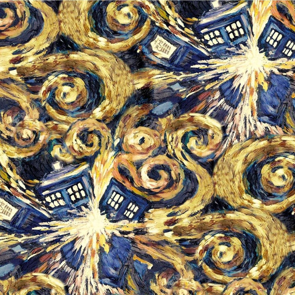 Doctor Who Exploding Tardis Van Gogh BBC Cotton Fabric