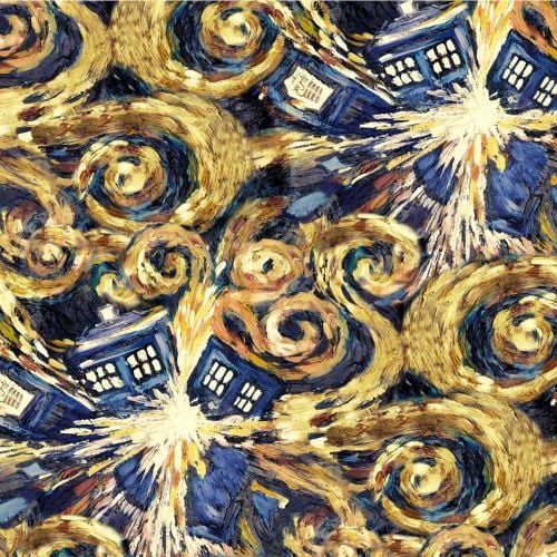 Doctor Who Exploding Tardis Van Gogh BBC Cotton Fabric