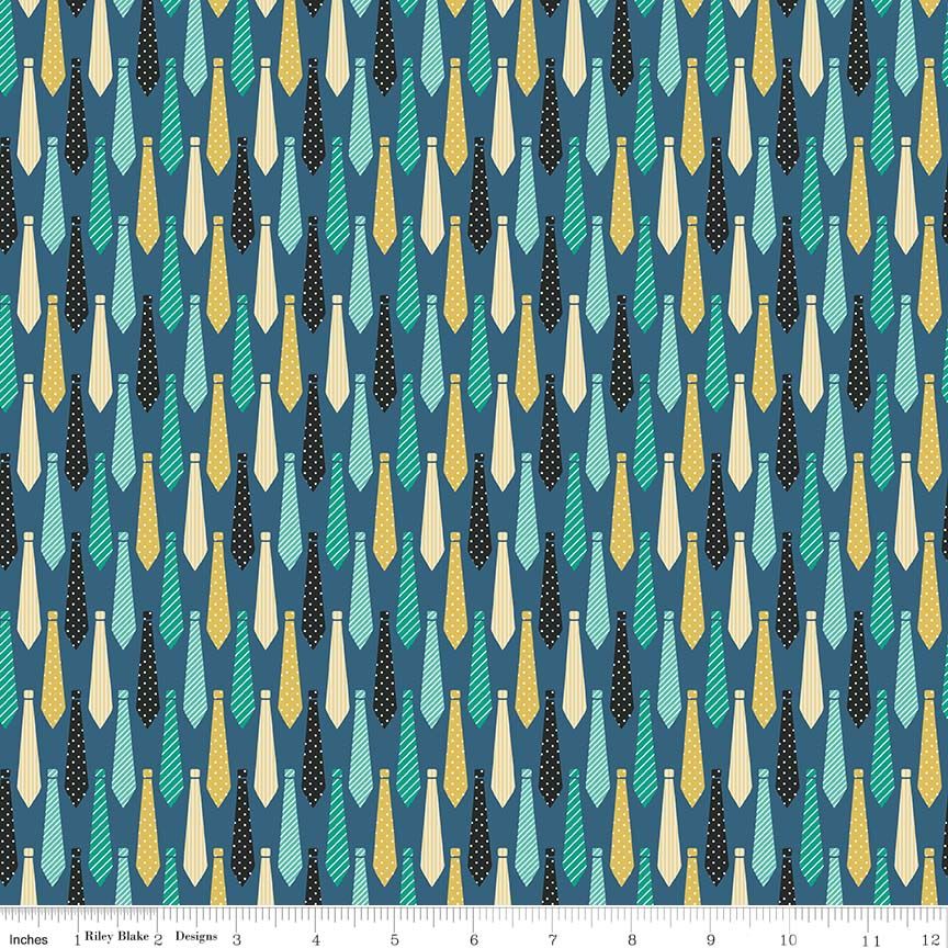 Ties on Blue Menswear Neck Tie Cotton Fabric