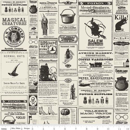 Halloween Newsprint Spooky Cotton Fabric