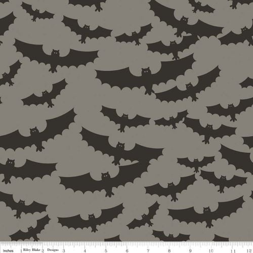 Halloween Bat Bats Grey Spooky Cotton Fabric
