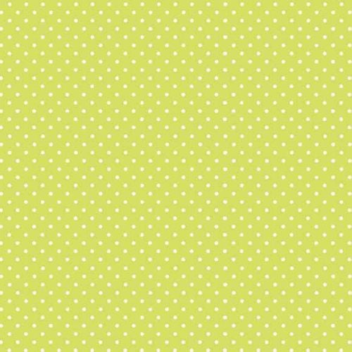 Spot On Kiwi White Polkadot on Lime Green Cotton Fabric by Makower