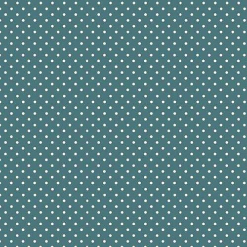Spot On Sophia Turquoise White Polkadot on Teal Cotton Fabric by Makower