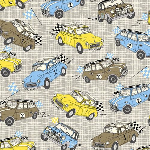 Mini Cooper British Classic Cars Minis Cotton Fabric