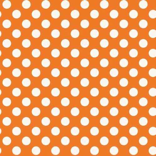 Spot Orange White Polkadot on Orange Spotty Dotty Cotton Fabric
