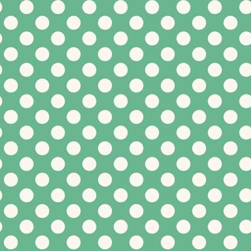 Spot Light Teal White Polkadot on Turquoise Aqua Green Spotty Dotty Cotton