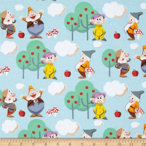Disney 7 Seven Dwarves Scenic Cotton Fabric