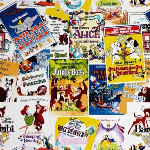 Disney Movie Film Posters The Greatest Love Story Ever Told Cotton Fabric