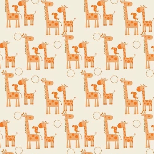 Giraffes Toucan Orange Giraffe Crossing Safari Cotton Fabric
