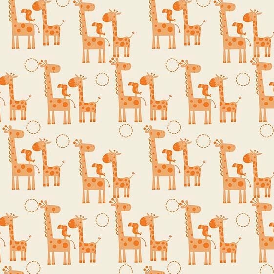 Giraffes Toucan Orange Giraffe Crossing Safari Cotton Fabric