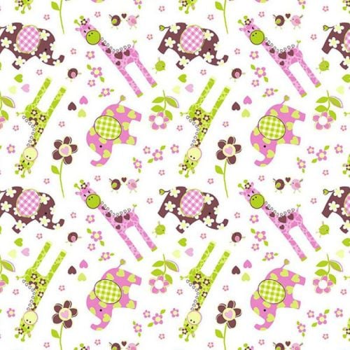 Giraffe Elephant Daisy Animal Nursery Baby Children's Cotton Fabric