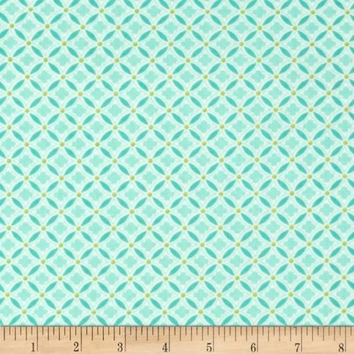 Geo Diamonds Teal Geometric Aqua Lime Cotton Fabric