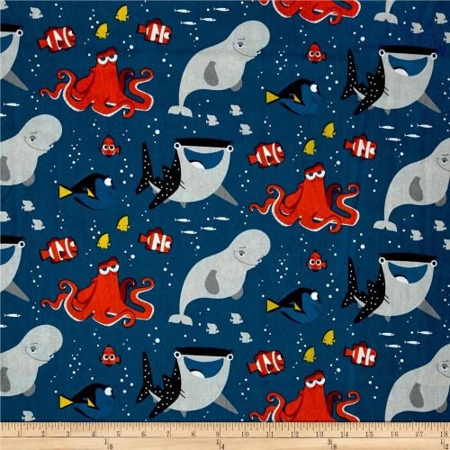Disney Finding Dory and Friends Nemo Marlin Fish Cotton Fabric