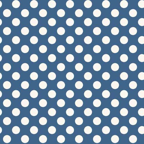 Spot Blue White Polkadot on Blue Spotty Dotty Cotton Fabric