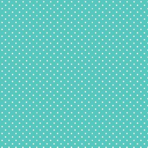 Spot On Aqua White Polkadot on Aqua Cotton Fabric by Makower