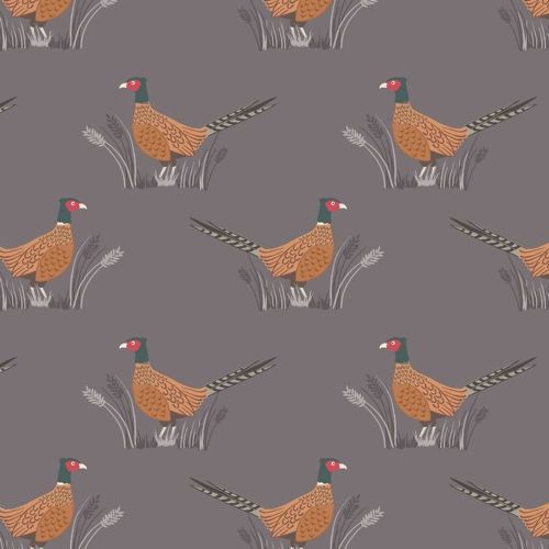Friendly Pheasant on Earth Cotton Fabric