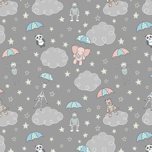 Parachuting Babies Grey Baby Animal Panda Elephant Welcome to the World Nur