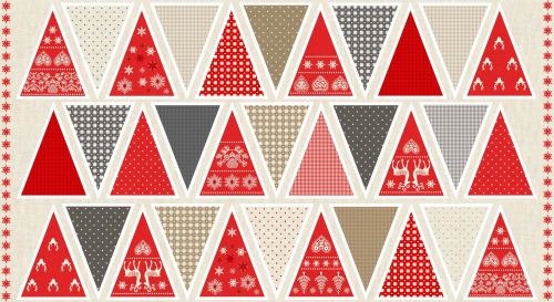 Festive Scandi Christmas DIY Mini Bunting Panel Cotton Fabric by Makower pe