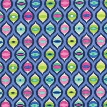 Tula Pink Tabby Road Cat Eyes Bluebird Geometric Diamond Cotton Fabric