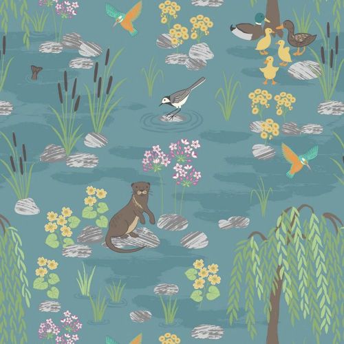 Down By The River on Teal British Brid Otter Kingfisher Wildlife Countrysid