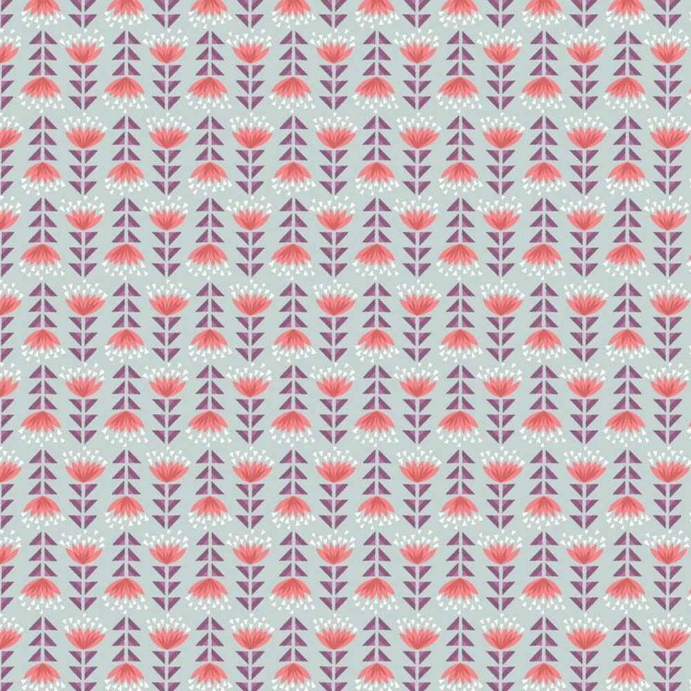 Paracas Red Purple Desert Flower Geometric Floral Cotton Fabric