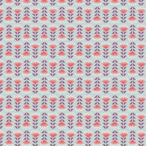 Paracas Red Purple Desert Flower Geometric Floral Cotton Fabric