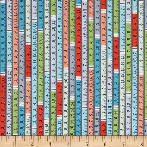 Sewing Room Tape Measure Ruler Measuring Tape Sewing Theme Cotton Fabric