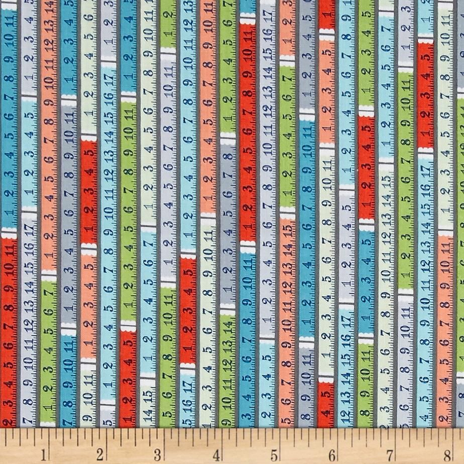 Sewing Room Tape Measure Ruler Measuring Tape Sewing Theme Cotton Fabric