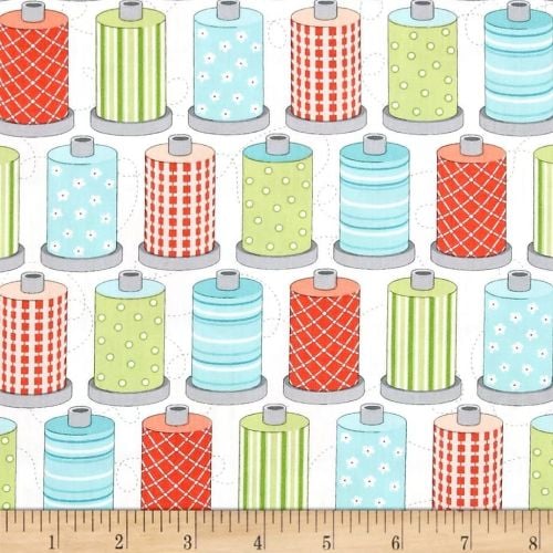 Sewing Room Spools White Cotton Reel Sew Spool Sewing Theme Cotton Fabric
