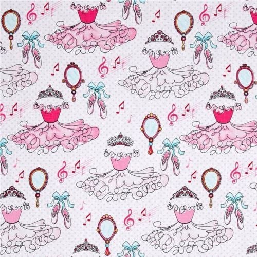 Tutu and Tiara Icons Ballerina Ballet Shoes Bella-rina Princess Cotton Fabr