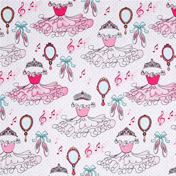Tutu and Tiara Icons Ballerina Ballet Shoes Bella-rina Princess Cotton Fabr