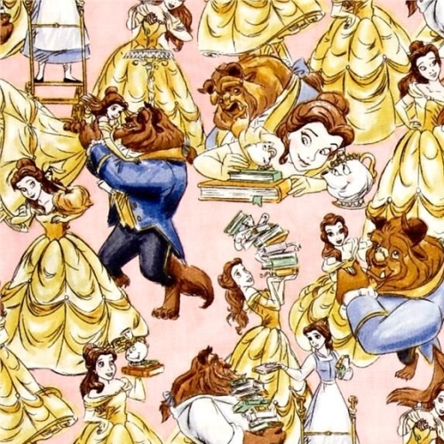Disney Princess Beauty and the Beast Belle Sketch Dancing Cotton Fabric