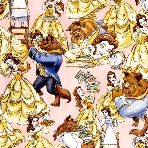 Disney Princess Beauty and the Beast Belle Sketch Dancing Cotton Fabric