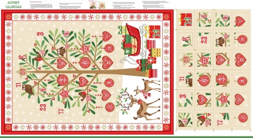 Advent Calendar Christmas DIY Panel Traditional Festive Project Cotton Fabr