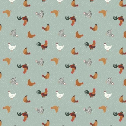 Tiny Hens Chickens Duck Egg Blue Small Things On The Farm Animal Cotton Fab