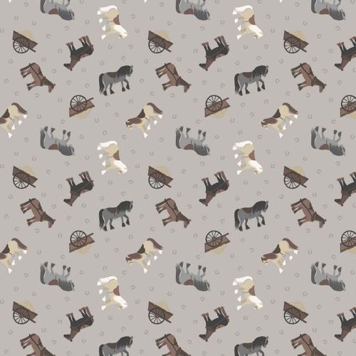 Tiny Horses on Grey Horseshoe Small Things On The Farm Horse Animal Cotton