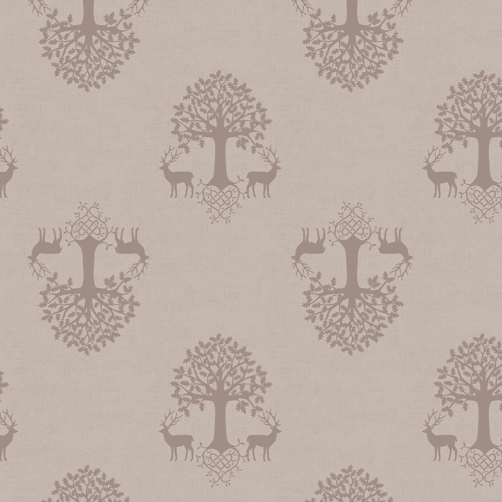 Tree of Life Linen Beige Silhouette Stag Deer Woodland Celtic Blessings Cot