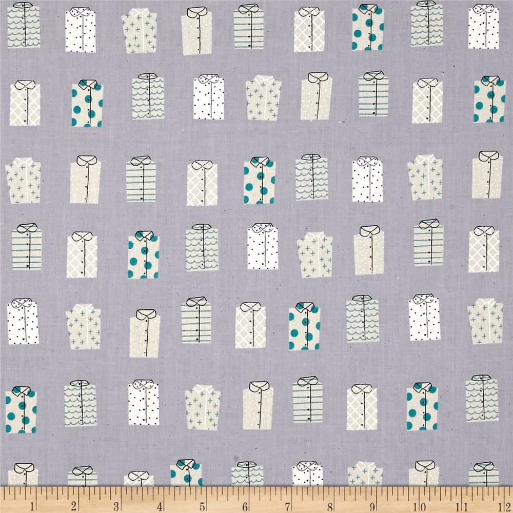 Cotton + Steel Kujira & Star Whales Don't Wear Shirts Fog Menswear Dress Sh