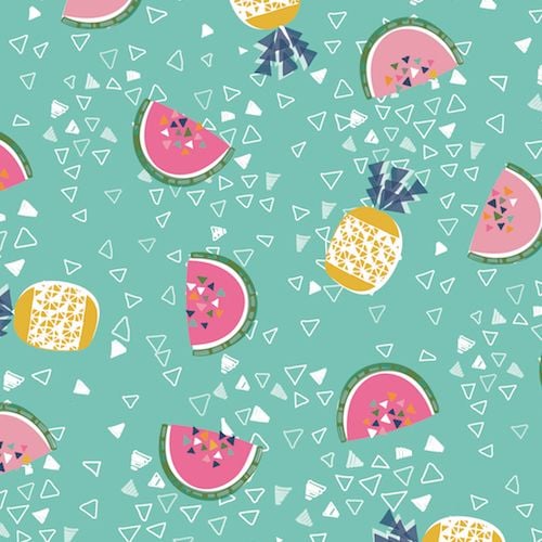 Pineapple Watermelon Tropical Triangle Geometric Cotton Fabric