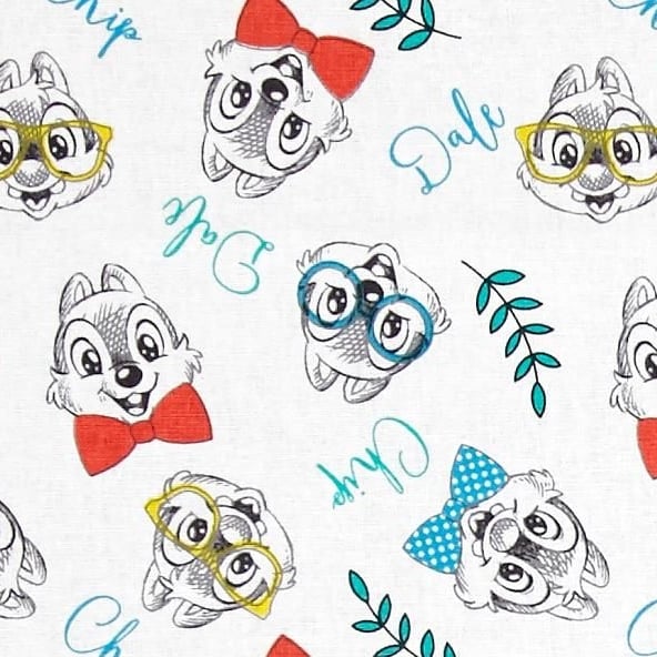 Disney Chip and Dale Chipmunk Recue Rangers Fashion Trend Sketch Cotton Fab